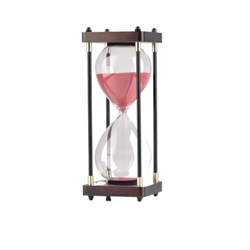 DQZRTUECA Sanduhr Timer Holz und Metallrahmen 60min 10x25cm Multicolor Home Desktop Decor(Pink) von DQZRTUECA