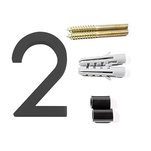 DQZRTUECA Schwebende Hausnummer for Anschrauben, Adressschild for den Außenbereich, 125 mm, mehrfarbig, Ziffern 0–9(No. 2 black) von DQZRTUECA