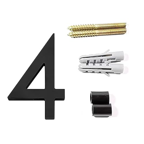 DQZRTUECA Schwebende Hausnummer for Anschrauben, Adressschild for den Außenbereich, 125 mm, mehrfarbig, Ziffern 0–9(No. 4 black) von DQZRTUECA