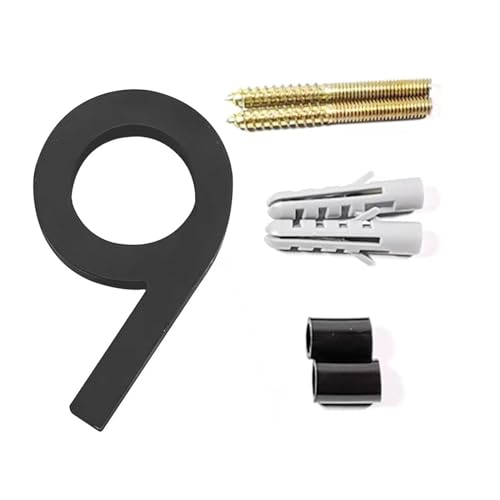 DQZRTUECA Schwebende Hausnummer for Anschrauben, Adressschild for den Außenbereich, 125 mm, mehrfarbig, Ziffern 0–9(No.9 black) von DQZRTUECA
