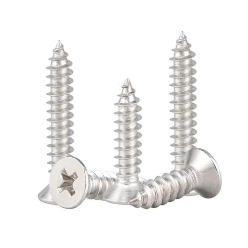 DQZRTUECA Selbstschneidende Schrauben aus Edelstahl 304 mit flachem Kopf, M2-M8, 10er-Pack(M8x50mm) von DQZRTUECA
