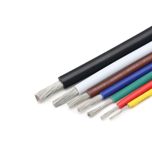 DQZRTUECA Silikon-Isolierverzinnter Kupferdraht 3000V UL3239 mehrfache Größen Multicolor(White,5 Meters 24 AWG) von DQZRTUECA