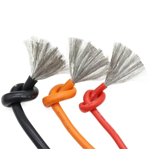 DQZRTUECA Trunking-Silikon isolierte verzinnte Kupferdraht-Mehrfarbenmehrfachgrößen hitzebeständig(Black,1 Meter 24AWG) von DQZRTUECA