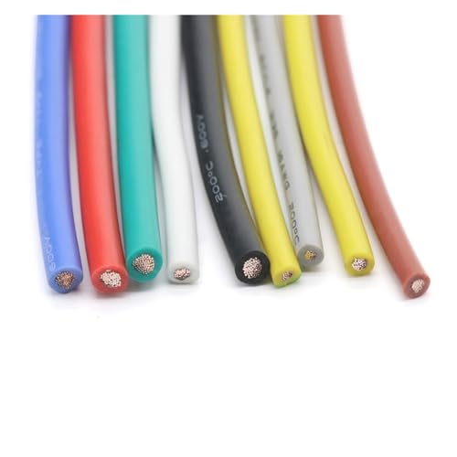 DQZRTUECA UL3135 Silikon-verzinnter Kupferdraht, 10 Meter, 12–30 AWG, mehrfarbig, hochtemperaturbeständig(Red,22AWG) von DQZRTUECA
