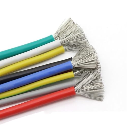 DQZRTUECA UL3135 Verzinnter Kupfer-Silikondraht, 5 Meter, 600 V, -60 bis 200 °C, 12–30 AWG, mehrfarbig(Yollow,14AWG) von DQZRTUECA