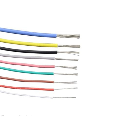 DQZRTUECA UL3239 Fester, silikonisolierter, verzinnter Kupferdraht, 3000 V, mehrfarbig, 26–30 AWG, 2–5 Meter(Green,5 Meters 30 AWG) von DQZRTUECA