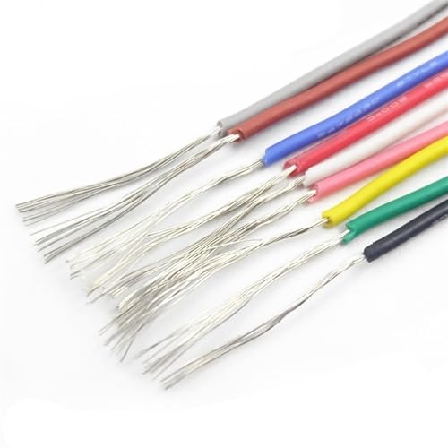 DQZRTUECA UL3239 Trunking LED-Kabel Silikon isoliert Kupferdraht Multicolor 2-10M 28-32AWG 3KV DIY(Yellow,5Meter 28AWG) von DQZRTUECA