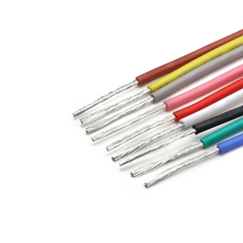 DQZRTUECA UL3239 Verseilung Massiv Isoliert Verzinnt Kupfer Silikon Draht 3000V 14-30AWG Multicolor(Black,5meter 28 AWG) von DQZRTUECA