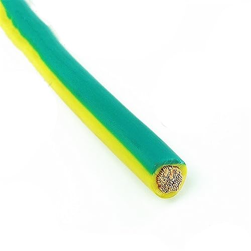 Flexibler Kupferlitzendraht, Trunking Kupfer-PVC-Stromkabel 2 Meter 450 V/700 V Mehrfarbig Mehrere AWG-Größen(Yellow - Green,6AWG - 16mm2) von DQZRTUECA