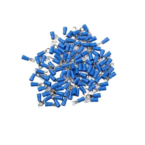 Verdrahtung Crimpen Ring Gabel, 100 Stücke M4 M5 M6 RV2 Serie Blau Kupfer PVC Isolierte Crimp Terminal Draht Anschlüsse(RV2-4) von DQZRTUECA