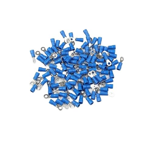Verdrahtung Crimpen Ring Gabel, 100 Stücke RV2 M3-M8 Lock Up Crimp Terminal Isolierte 0,5mm Draht Stecker 16-14AWG Blau(RV2-4) von DQZRTUECA