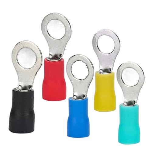 Verdrahtung Crimpen Ring Gabel, 100 stücke O-Typ Isolierte Crimp Terminals Kupfer PVC Mehrere Größen Multicolor(Red,RV2-3.2) von DQZRTUECA