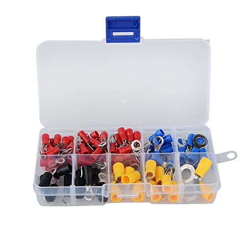 Verdrahtung Crimpen Ring Gabel, 102 Pcs Assorted Kupfer Kunststoff Isolierte Crimp Terminals Butt Lugs Kit Multicolor von DQZRTUECA