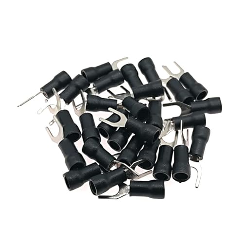 Verdrahtung Crimpen Ring Gabel, Isolierte Gabel-Spaten-Crimpanschlüsse 0,5–10 mm² 22–8 AWG Messing Multicolor Mehrere Größen(Black,SV5.5-5) von DQZRTUECA