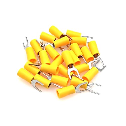 Verdrahtung Crimpen Ring Gabel, Isolierte Gabel-Spaten-Crimpanschlüsse 0,5–10 mm² 22–8 AWG Messing Multicolor Mehrere Größen(Yellow,SV3.5-5) von DQZRTUECA