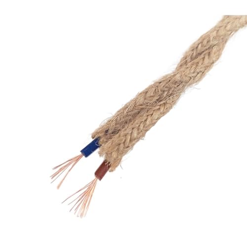 Verdrilltes elektrisches Kabel, Hanfseil-Kupferdraht-Verbindungsstück-Webstuhl for hängende helle 2/3 Kern-Beige 1m-100m(2 Core,10meter) von DQZRTUECA