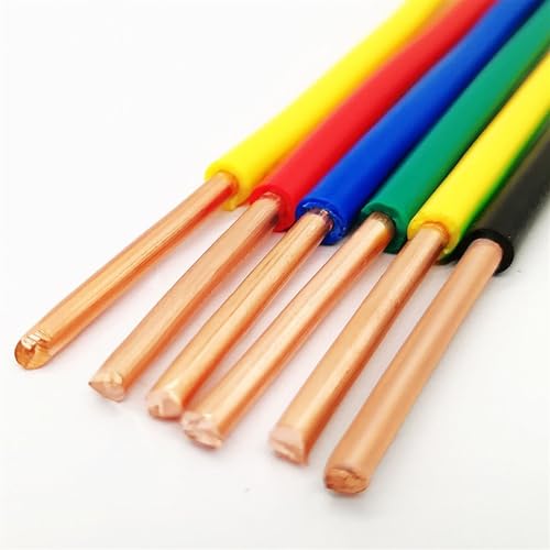 Verzinnte elektrische Kupferlitze, Trunking Massiv ummanteltes Kupferkabel 1 Meter Einzelader 7-17AWG 1-10mm2 Mehrfarbig(Yellow-Green,1Meter 17AWG 1mm2) von DQZRTUECA