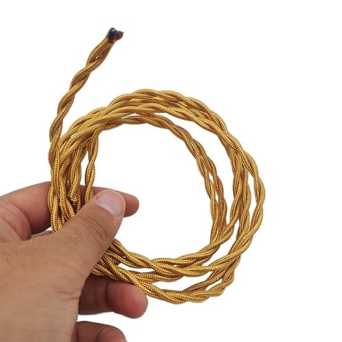 Vintage Braided Flex Cable, 2x0.75mm elektrischer Draht for Pendelleuchte Multicolor Mehrfachgrößen(GOLD,100m) von DQZRTUECA
