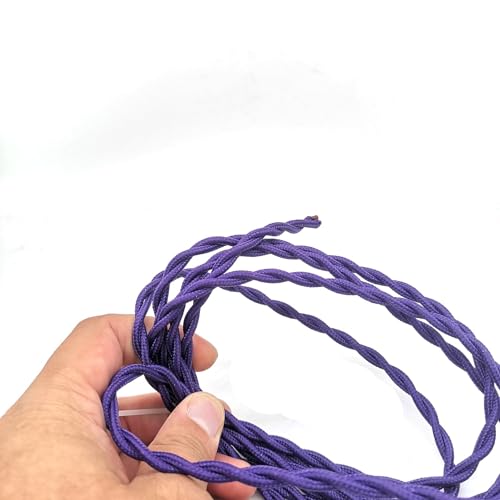 Vintage Braided Flex Cable, 2x0.75mm elektrischer Draht for Pendelleuchte Multicolor Mehrfachgrößen(PURPLE,1m) von DQZRTUECA