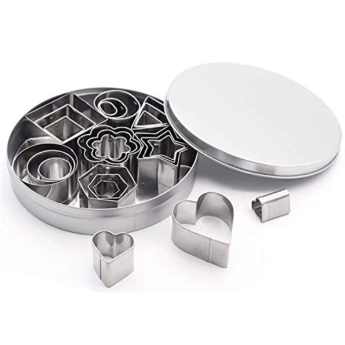 8 geometrische Formen Ausstechformen Set, DIY Edelstahl Metall Ausstechformen Set, Stern Blume Hexagon Rund Herz Quadratisch Dreieck Oval (24 Stück kleine Ausstechformen) von DQZSY