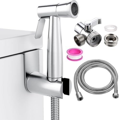 Bidet Edelstahl Handbrause, Toilettensprühgerät Edelstahldusche und Baby-Stoffwindelsprüh-Kit - mit Wasserhahnspender, Schlauch- und Hakentoilette oder Wandhalterung von DQZSY
