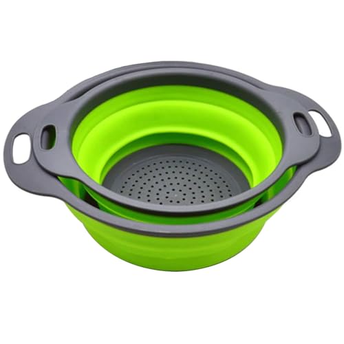 Faltbar Seiher,2er Silikon Sieb Platzsparend Küchensieb Klappbar Nudelsieb Zum Waschen von Obst und Gemüse, 2 Größe, mit Farbbox Faltbar Seiher,2er Silikon Sieb Platzsparend Küchensieb Klappbar Nudelsieb Zum Waschen von Obst und Gemüse, 2 Größe, mit Farbbox von DQZSY