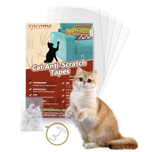 Katzenkratzschutzfolie (10er Set) Anti-Kratz-Schutzklebeband - Transparent - Extrem Starke Haftung - Für Sofas, Türen, Wände usw. als Schutz vor Katzenkratzern von DQZSY
