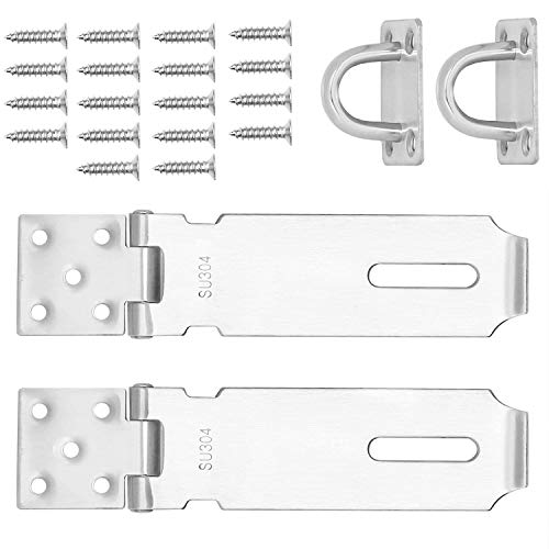 Sicherheits-Hasps für Vorhängeschloss, Hochleistungs-Sicherheits-Hasps aus Edelstahl 304 2 mm extra dickes Türschloss mit 18 Befestigungsschrauben 5 "Länge (2er-Pack) von DQZSY