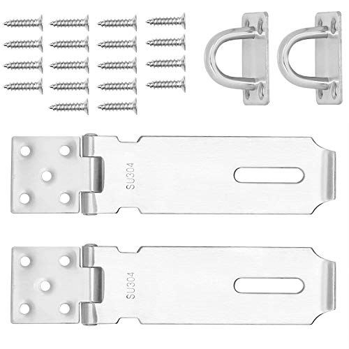 Sicherheits-Hasps für Vorhängeschloss, Hochleistungs-Sicherheits-Hasps aus Edelstahl 304 2 mm extra dickes Türschloss mit 18 Befestigungsschrauben 5 "Länge (2er-Pack) von DQZSY