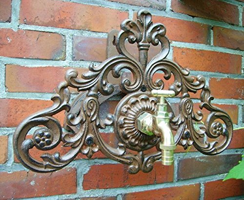 DR-521 SCHLAUCHHALTER MIT Wasserhahn GUSSEISEN ANTIK LANDHAUSSTIL Garten NEU von DR-521