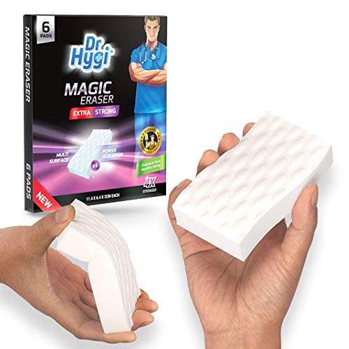 DR HYGI Magic Eraser Schwamm Set zur Entfernung von Markierungen und Flecken, Schwerlast Magic Sponge für alle Oberflächen, Weiß, Schaumstoff (6 Stück (1 Stück)) von DR HYGI