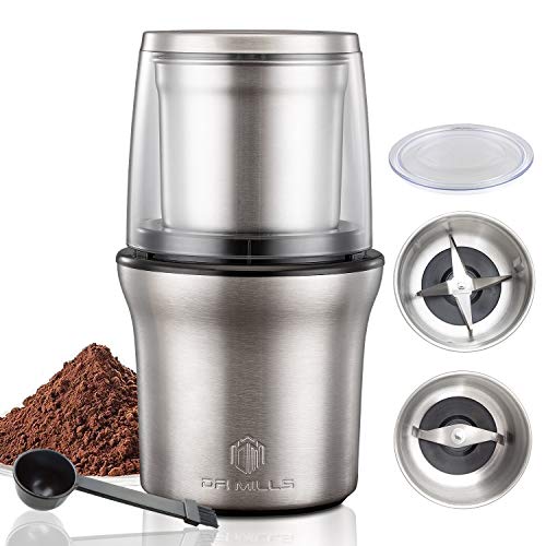 DR MILLS DM-7412M Elektrische Gewürz- und Kaffeemühle, Mühle und Hackmesser, abnehmbarer Becher, abwaschfreier Messer sowie anwaschfreie Tasse bestehen aus SUS304 rostfreiem Stahl von DR MILLS
