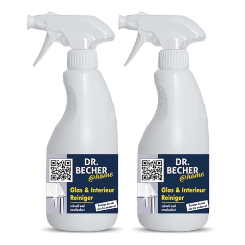 DR.BECHER @home Glas & Interieur Reiniger - Streifenfreier, brillanter Glanz auf allen wasserfesten und alkoholbeständigen Oberflächen - Ideal für Glas, Spiegel und Kunststoffflächen 2x 500ml von DR.BECHER