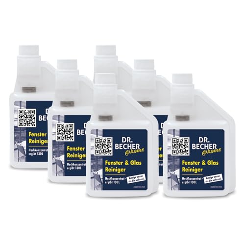 DR.BECHER @home Vorteilspack Fenster & Glas Reiniger - Kraftvolle Lösung für streifenfreie Fenster und Glasflächen - Entfernt Öl-, Fett-, Nikotin- und Rußverschmutzungen 6x 500ml von DR.BECHER