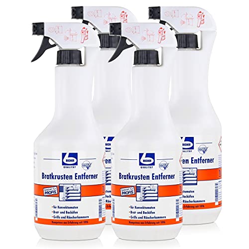 Dr. Becher Bratkrusten Entferner 1 Liter - Geeignet für Grills, Räucherkammern, Brat- und Backöfen & Konvektomaten (4er Pack) von DR.BECHER