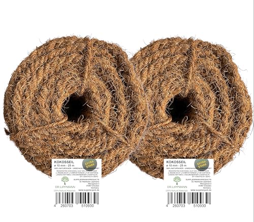 DR.LIPPMANN Kokosseile ø 10 mm / 2x25 m EXTRA STARK – Reine Naturseile, unbehandelt, für Garten, Baum anbinden und DIY Projekte DR.LIPPMANN Kokosseile ø 10 mm / 2x25 m EXTRA STARK – Reine Naturseile, unbehandelt, für Garten, Baum anbinden und DIY Projekte von DR.LIPPMANN