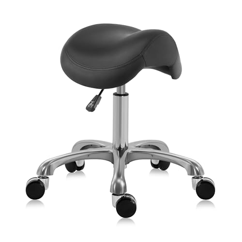 DR.LOMILOMI 506 Haku Ergonomischer Sattelhocker, verstellbar, pneumatisch, drehbar, Rollsattel, Sitzhocker mit Rädern, für medizinische, hygienische Spa, Massagesalon, Zuhause und Büro von DR.LOMILOMI