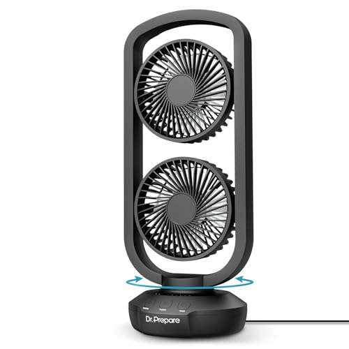 DR.PREPARE Tischventilator Klein Turmventilator 40cm Ventilator mit 3 Stufen, 105° Oszillation, 3 Timer Table Fan Tragbarer Ventilator für Schlafzimmer Büro Küchen von DR.PREPARE