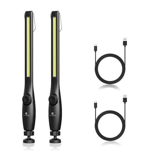 Dr.Prepare Arbeitsleuchte LED Handleuchte 700 Lumen Handlampe Akk Taschenlampe Led Werkstattlampe COB Inspektionsleuchten mit Haken Magnethalter für Auto Reparatur Werkstatt Camping (2 Stück, Schwarz) von DR.PREPARE