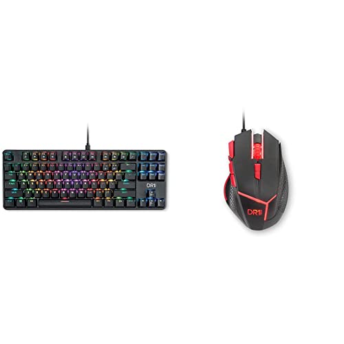 Unbekannt DR1TECH Raven Mechanische TKL Gaming Tastatur Für PC/PS4 mit RGB Hintergrundbeleuchtung & DR1TECH Hunter Professional Gaming Maus Mit Kabel [5 Auswechselbare Gewichte + Triple FIRE] von DR1TECH