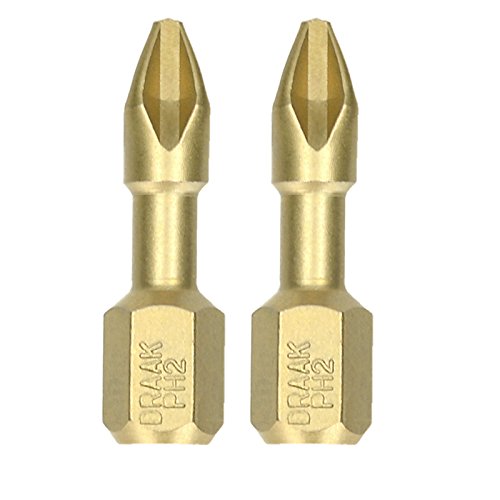 Draak 2 x PH2 Pozi 25 mm Titan-Schlagschrauber-Bits Pozidriv, kompatibel mit Dewalt, Milwaukee, Bosch, Makita und anderen Pozi-Schraubendreher-Bits, strapazierfähig Draak 2 x PH2 Pozi 25 mm Titan-Schlagschrauber-Bits Pozidriv, kompatibel mit Dewalt, Milwaukee, Bosch, Makita und anderen Pozi-Schraubendreher-Bits, strapazierfähig von DRAAK