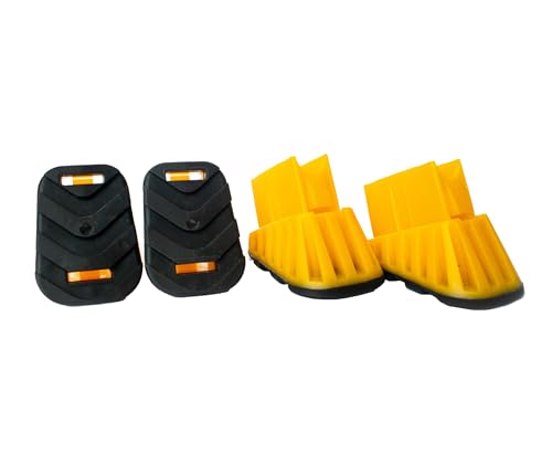 DRABEST - Rutschfeste Leiterfüße für Haushaltsleitern - 33x20x50mm / 40x20x50mm - 4 Stück - mit Gummi Zusatz - Antirutschfüße, Ersatzfüße für Leiter, zum Schutz des Bodens vor Kratzern - Schwarz-Gelb von DRABEST