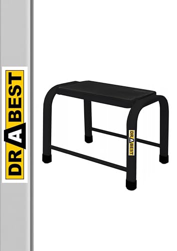 Drabest - Tritthocker - Podest Schwarz - rutschfeste Füße, Robustes Stahl, Große und Bequeme Arbeitsplattform - Tragfähigkeit bis zu 150 Kilogramm - Trittleiter, Trittstufe, Schemel - 1 Stufe von DRABEST