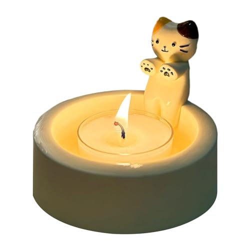 Cartoon Kitten Candle Holder, Cat Warming Paws Candle Holder, Kitten Candle Holder Warming Paws, Kitten Warming Its Paws Cute Scented Candle Holder, Cute and Fun Gift (B) von DRABEX