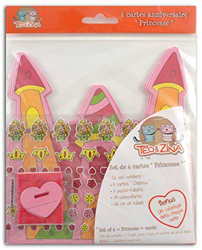 DRAEGER PARIS 1886 Teo & Zina KC03 Set 6 Einladungskarten Geburtstag Prinzessin Papier Mehrfarbig 15 x 15 x 0,1 cm von Toga