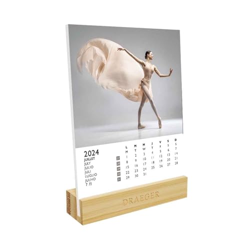 DRAEGER PARIS | Kalender auf Basis Tanz 2024 | 12 x 16,5 cm | Jahr 2024 | 7 Sprachen | Monatlicher Schreibtisch-Dekorationskalender | Bambusbasis | FSC®-zertifiziertes Papier | Pflanzentinten von DRAEGER