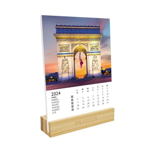 DRAEGER PARIS | Kalender auf Pariser Basis 2024 | 12 x 16,5 cm | Jahr 2024 | 7 Sprachen | Monatlicher Schreibtisch-Dekorationskalender | Bambusbasis | FSC®-zertifiziertes Papier | Pflanzentinten von DRAEGER PARIS 1886