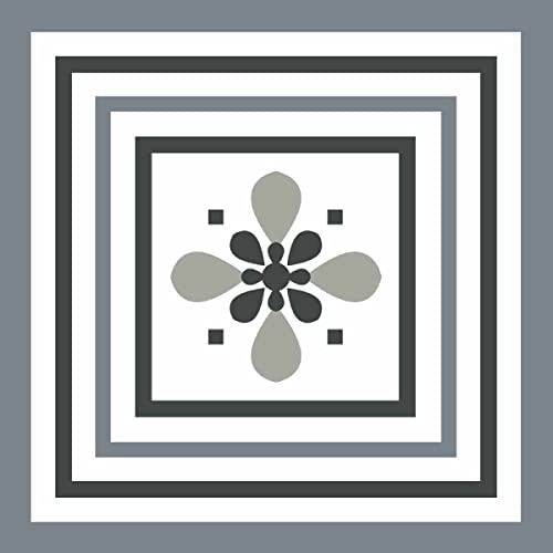 DRAEGER PARIS Paris Fliesenaufkleber für Wandfliesen Ideal für Küche und Bad Set mit 6 quadratischen Aufklebern mit Blumenmuster Ocker und Grau 15 x 15 cm 75009164 Gelb und Grau