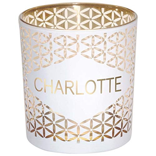Draeger Paris - Teelichthalter Charlotte, Glas weiß und Gold, H8 x L 7,5 cm von DRAEGER