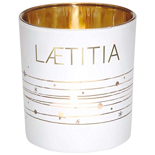 Draeger Paris – Teelichthalter Laetitia, Glas weiß und Gold, H8 x L 7,5 cm von DRAEGER